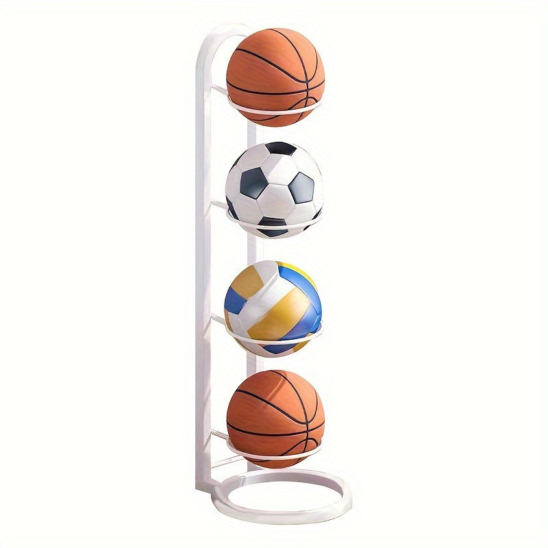 Portable Carbon Steel Ball Storage Rack - Display Stand for Basketball, Football, and Volleyball