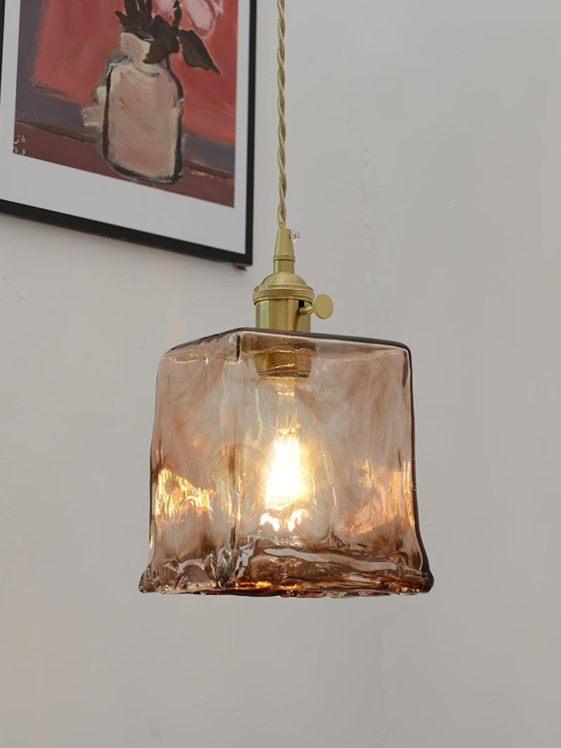 Miravique Brass Amber Glass Pendant Light