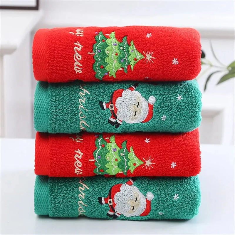 Embroidered Fleece Christmas Bath Towel