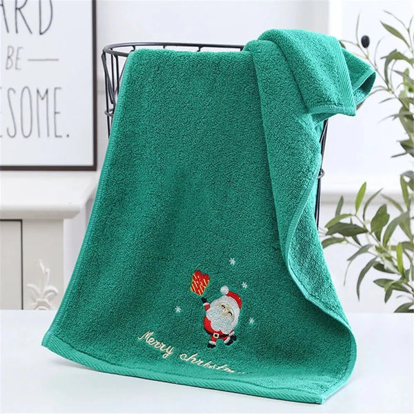 Embroidered Fleece Christmas Bath Towel