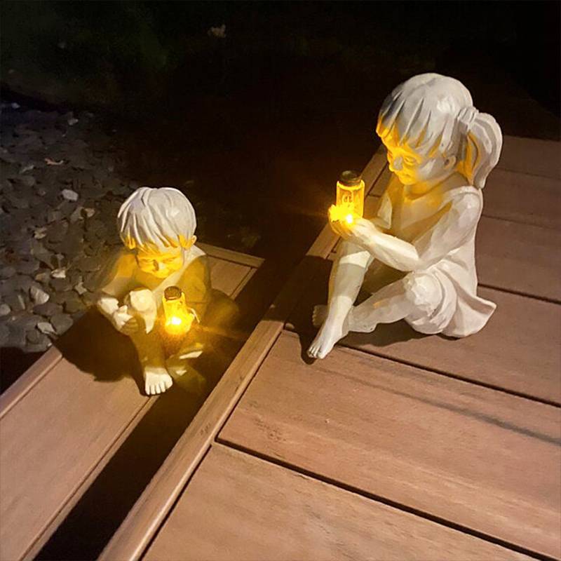 Ethan and Emma with Fireflies Garden Statue