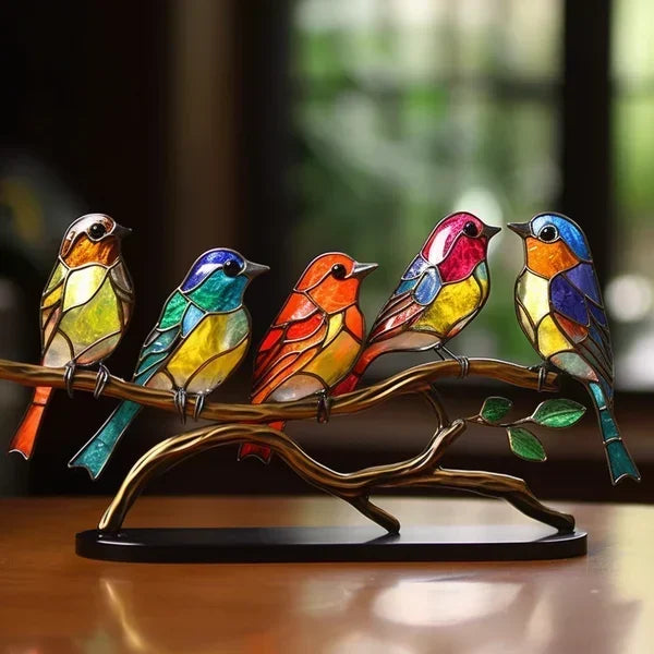 LuxeHome - AvianElegance Birds in Colored Glass for a Sophisticated Interior Design