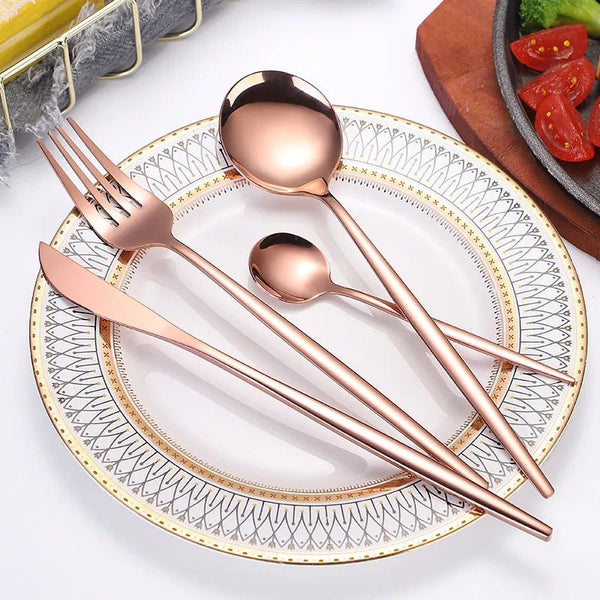 Four Piece Metallic Coloured Cutlery Set