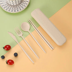 Four Piece Pastel Coloured Cutlery Set With Travel Box