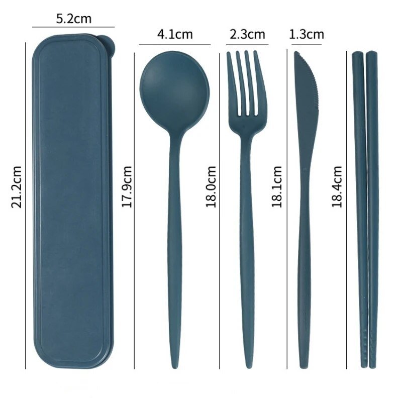 Four Piece Pastel Coloured Cutlery Set With Travel Box