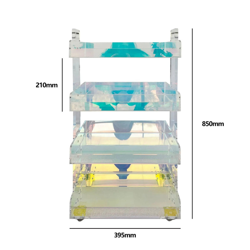 Four Tier Iridescent Acrylic Storage Trolley