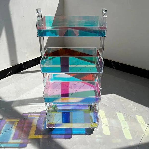 Four Tier Iridescent Acrylic Storage Trolley