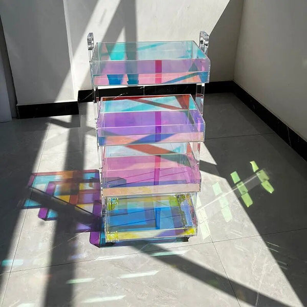 Four Tier Iridescent Acrylic Storage Trolley