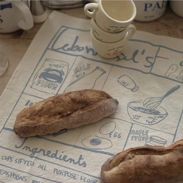 French Printed Recipe Tea Towel