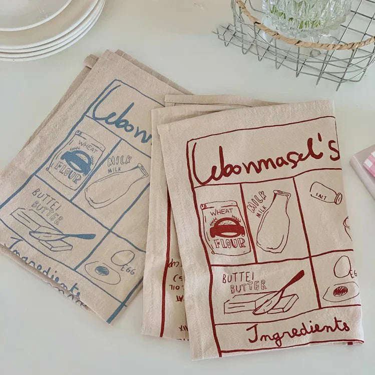 French Printed Recipe Tea Towel