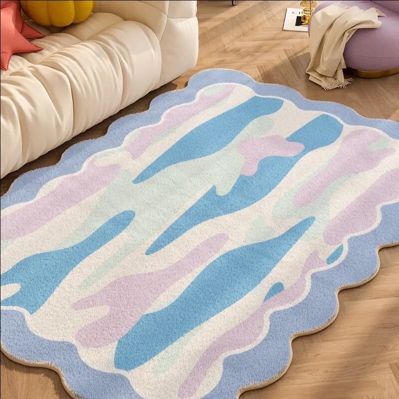 Geometric Pastel Coloured Living Room Rug