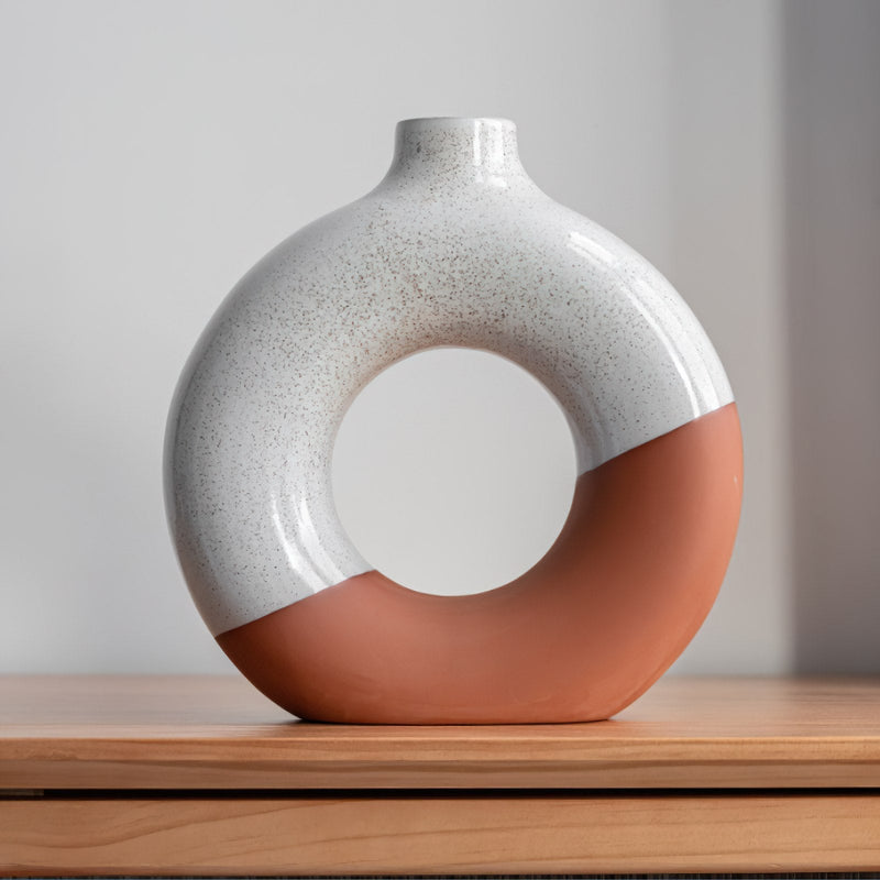 Glazed Ceramic Donut Vase