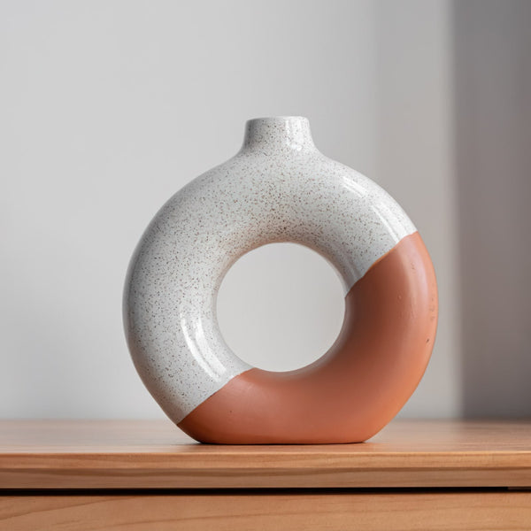 Glazed Ceramic Donut Vase