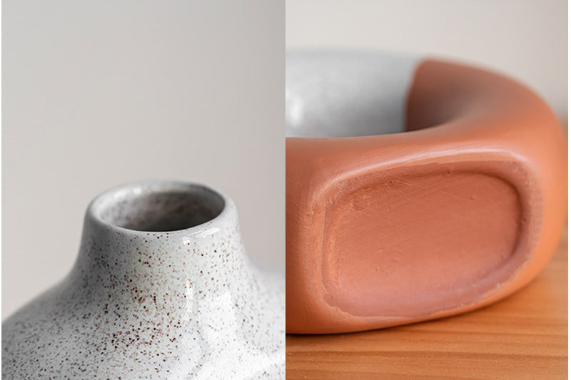 Glazed Ceramic Donut Vase