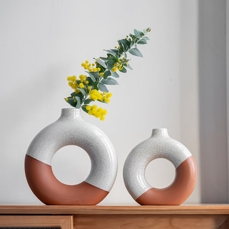 Glazed Ceramic Donut Vase