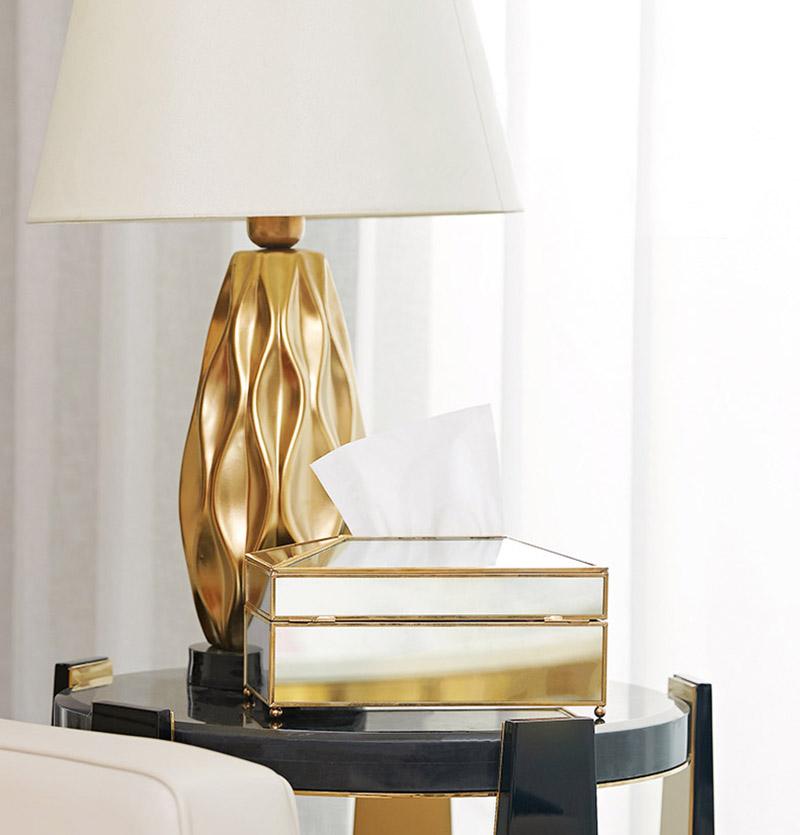 Elegance Nordic Gold Lining Glass Tissue Box