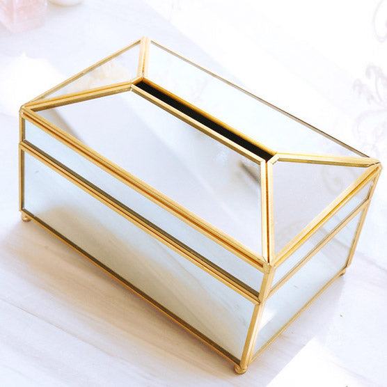 Elegance Nordic Gold Lining Glass Tissue Box