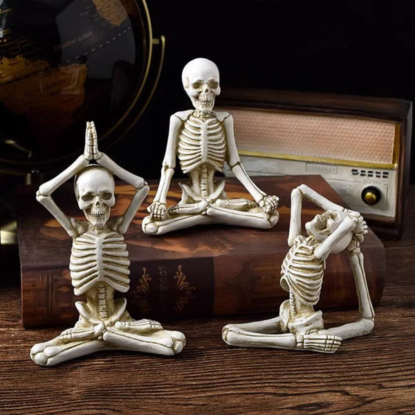 Halloween Skeleton in Yoga Pose Decor