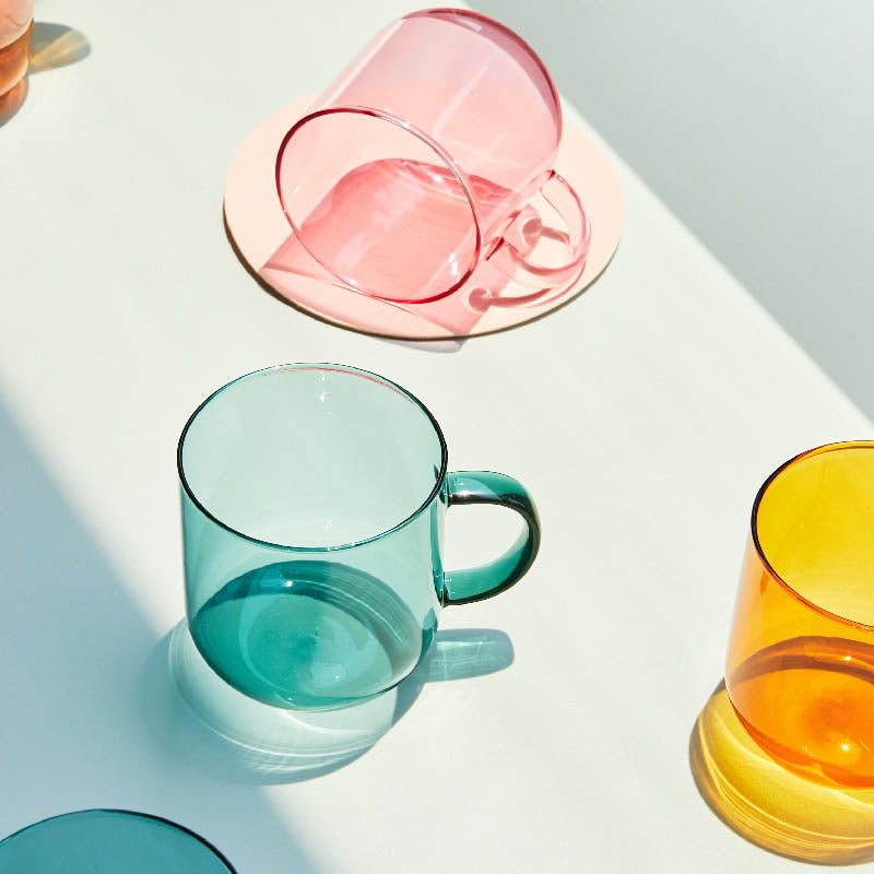 Heat Resistant Coloured Glass Coffee Cup