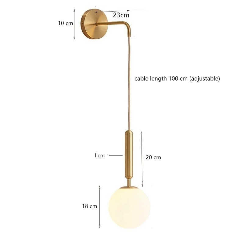 Miravique Scandinavian Brass Lamp Iron & Glass Bedside Lights