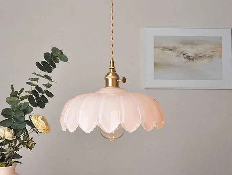 Retro Vintage Industrial Glass Lotus Flower Pendant Light