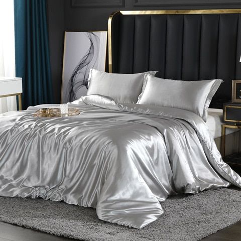 Elegant Comfort Set (4 pieces) satin/cotton bed linen - 2x pillowcase - sheet