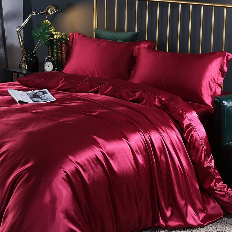 Elegant Comfort Set (4 pieces) satin/cotton bed linen - 2x pillowcase - sheet