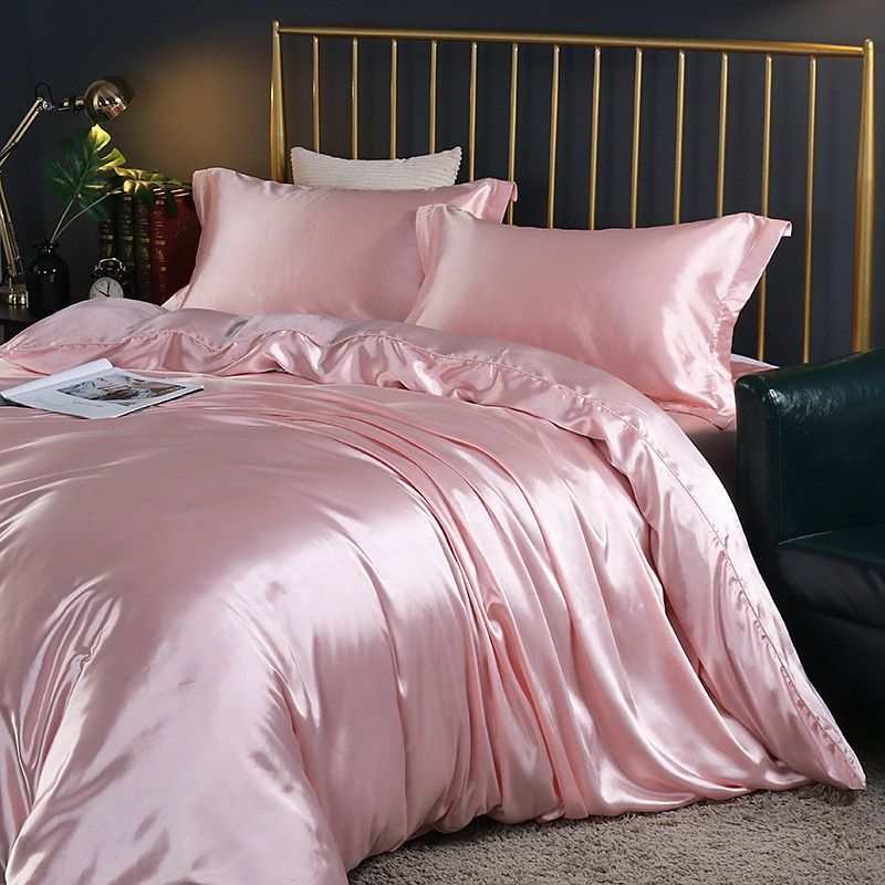 Elegant Comfort Set (4 pieces) satin/cotton bed linen - 2x pillowcase - sheet