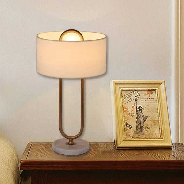 Lichtanna – white drum-shaped table lamp with oval base