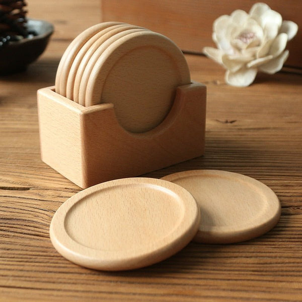 Japanese Style Six Piece Wooden Coaster Set