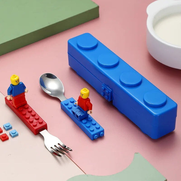 Kids Building Bricks Spoon & Fork Set