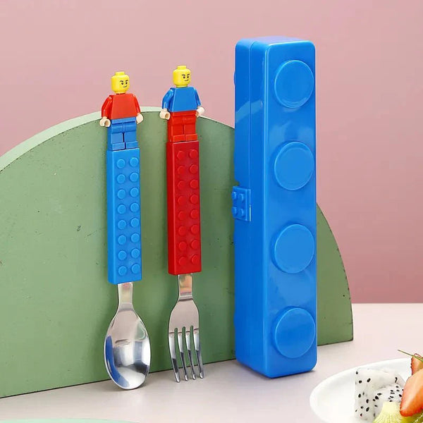 Kids Building Bricks Spoon & Fork Set