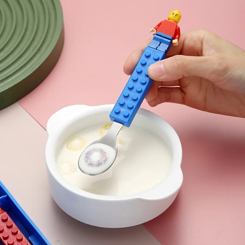 Kids Building Bricks Spoon & Fork Set