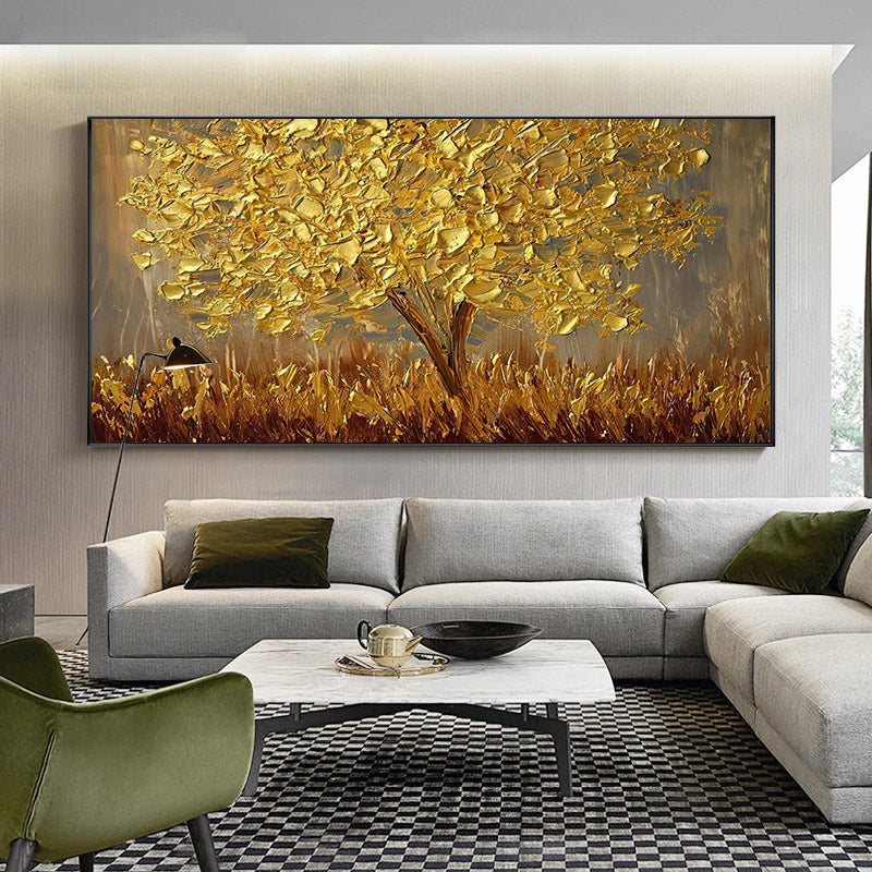 Hand Painted Gold Tree Oil Painting On Canvas Large Palette 3D Paintings For Living Room Modern Abstract Wall Art Pictures