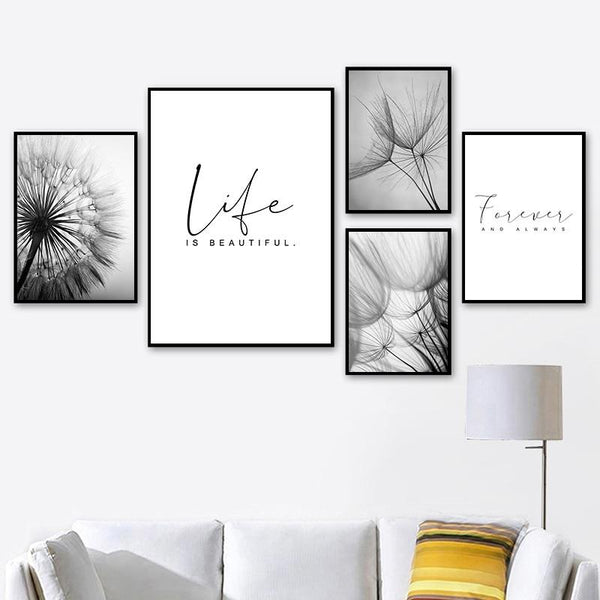 "Life is Beautiful" Dandelion Wall Art