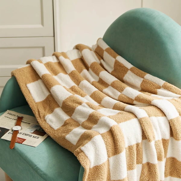 Luxurious Colourful Chequerboard Plaid Blanket