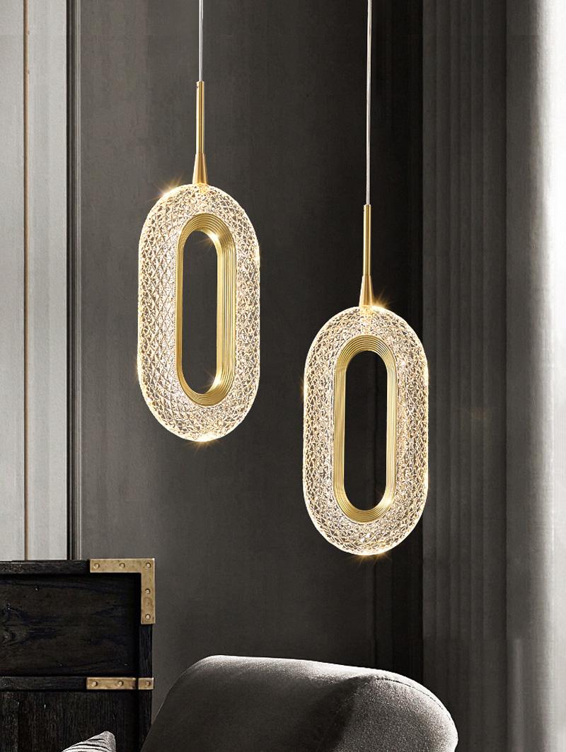 Luxurious Diamond Ring Gold Pendant Light - Crystal-Inspired Modern Lighting Fixture