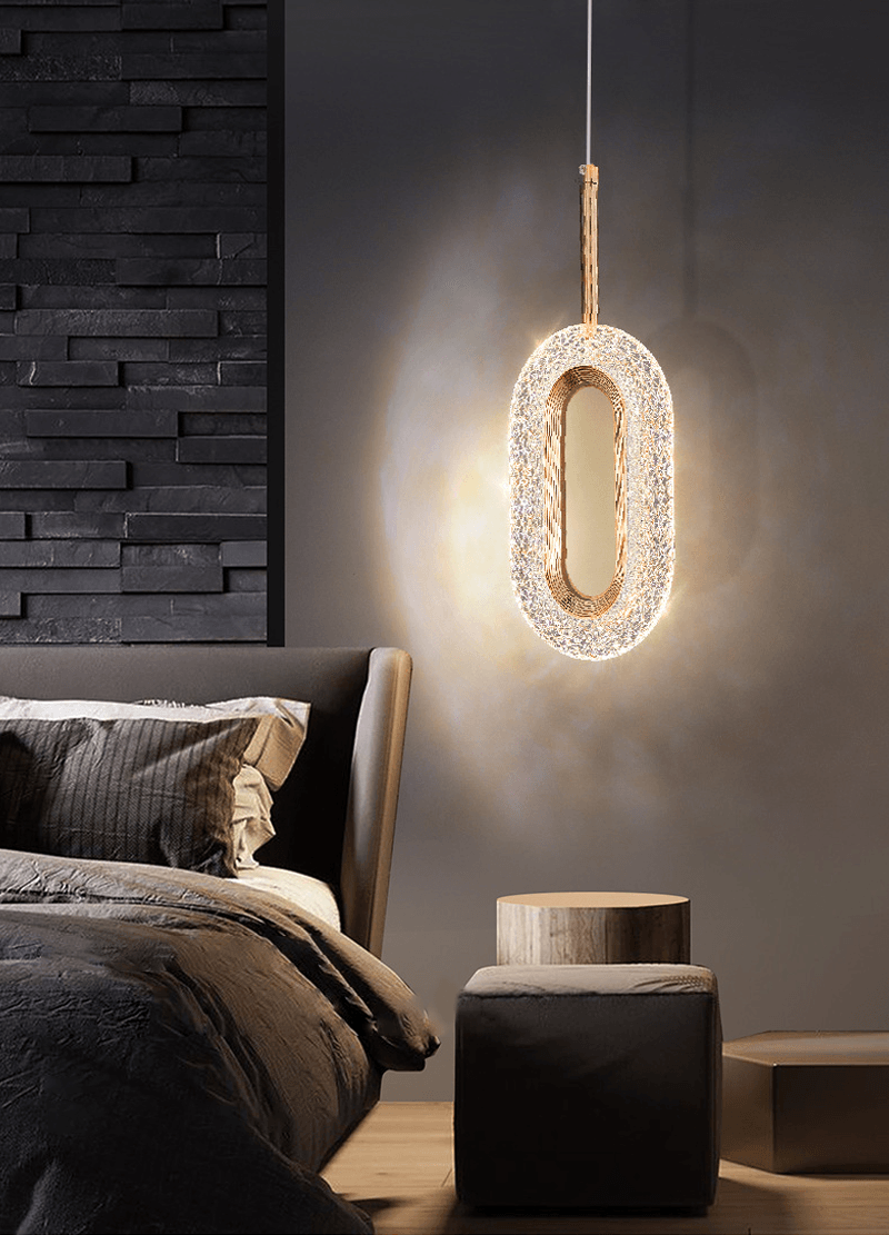 Luxurious Diamond Ring Gold Pendant Light - Crystal-Inspired Modern Lighting Fixture