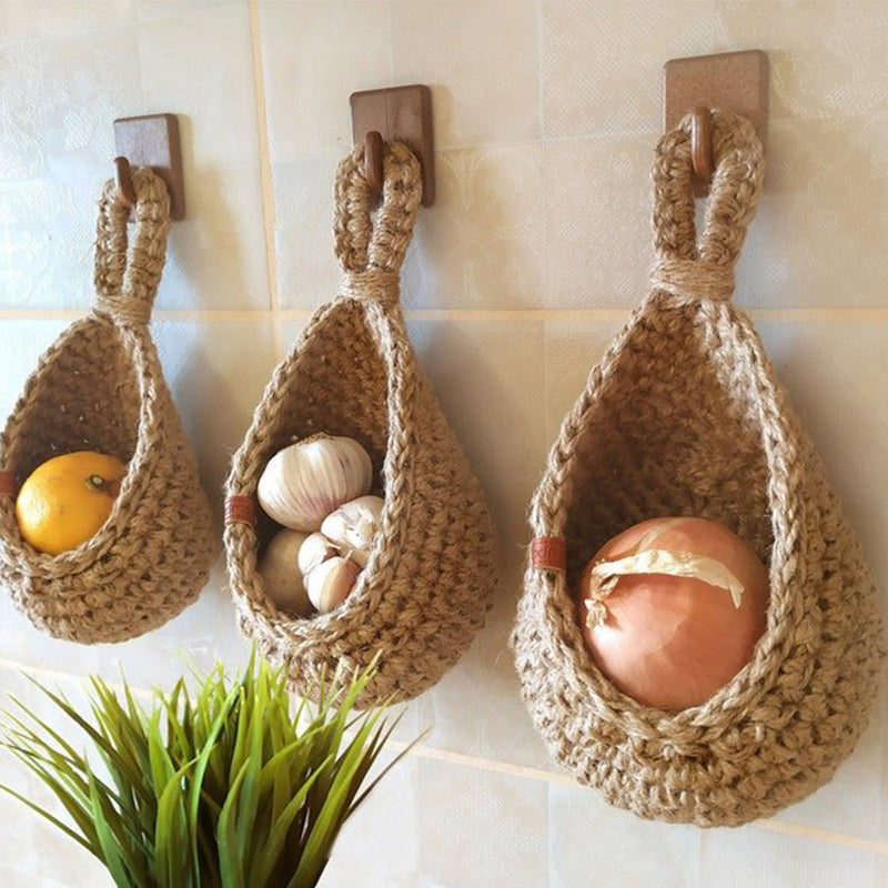 EcoWeave Hanging Basket | Handmade, Eco-Friendly Wall Storage for Fruits, Vegetables & Household Essentials