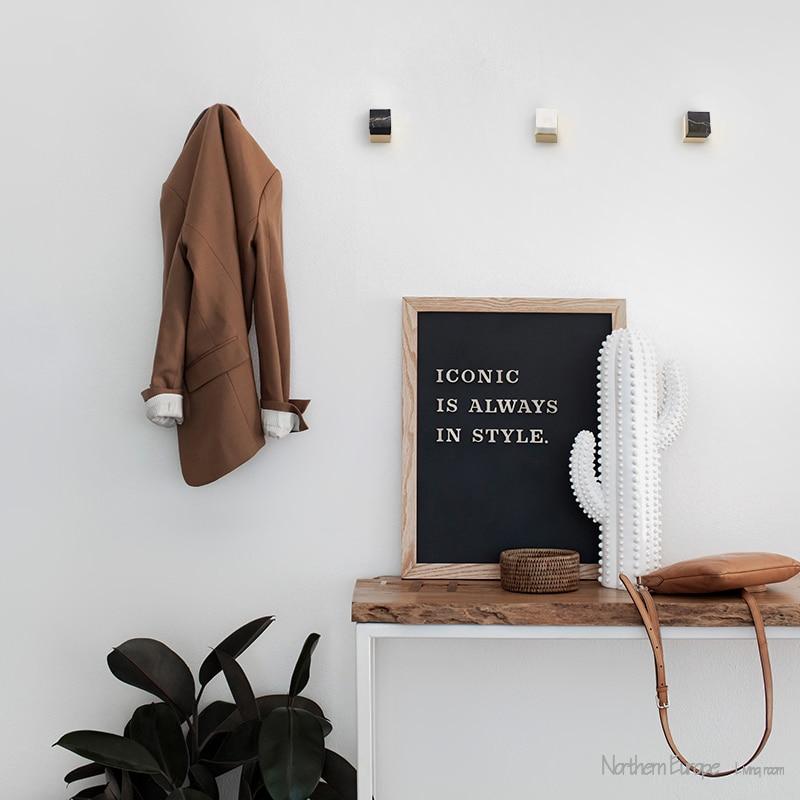 Marble & Brass Wall Hooks Decorative