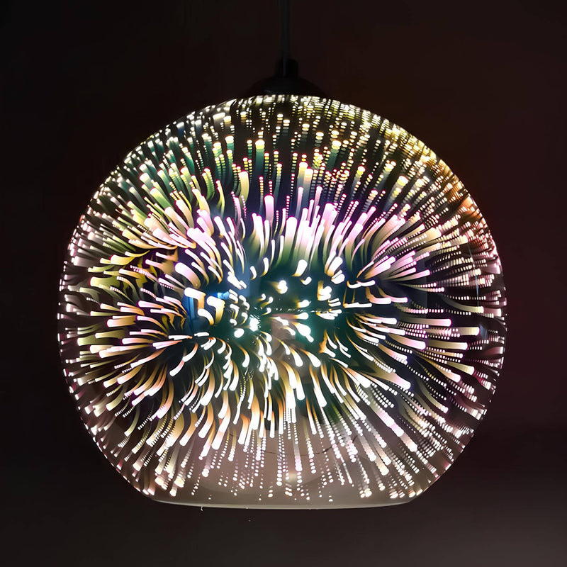 Miravique 3D Firework Glass Pendant Light – Modern Ceiling Lamp with Multicolor Dome for Living Room, Bedroom, Dining Room