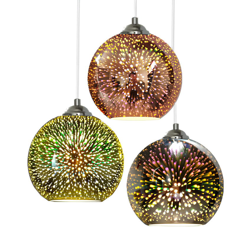 Miravique 3D Firework Glass Pendant Light – Modern Ceiling Lamp with Multicolor Dome for Living Room, Bedroom, Dining Room