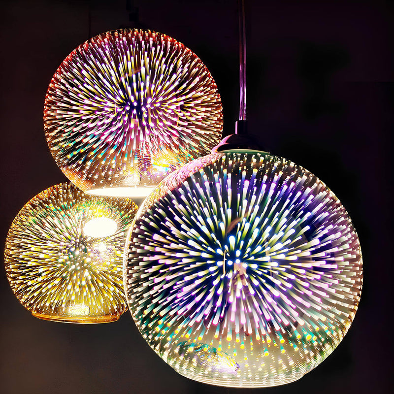 Miravique 3D Firework Glass Pendant Light – Modern Ceiling Lamp with Multicolor Dome for Living Room, Bedroom, Dining Room