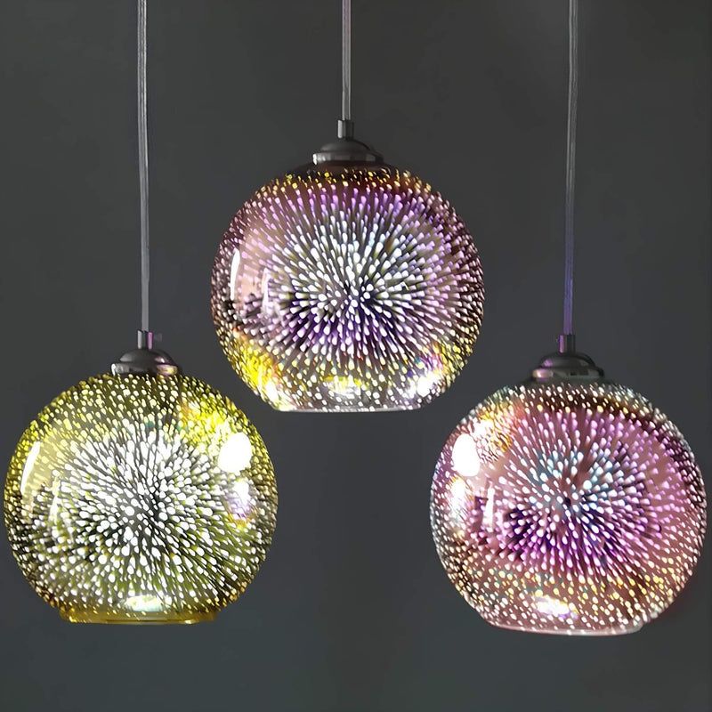 Miravique 3D Firework Glass Pendant Light – Modern Ceiling Lamp with Multicolor Dome for Living Room, Bedroom, Dining Room