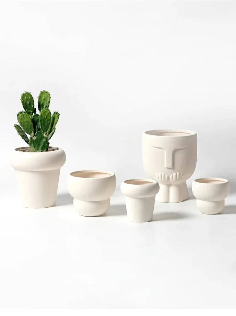 Hermes White Ceramic Potted Planter