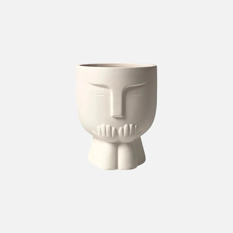 Hermes White Ceramic Potted Planter