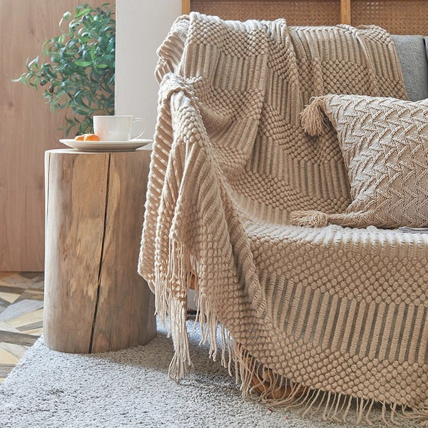 Nordic Solid Sofa Knitted Blanket