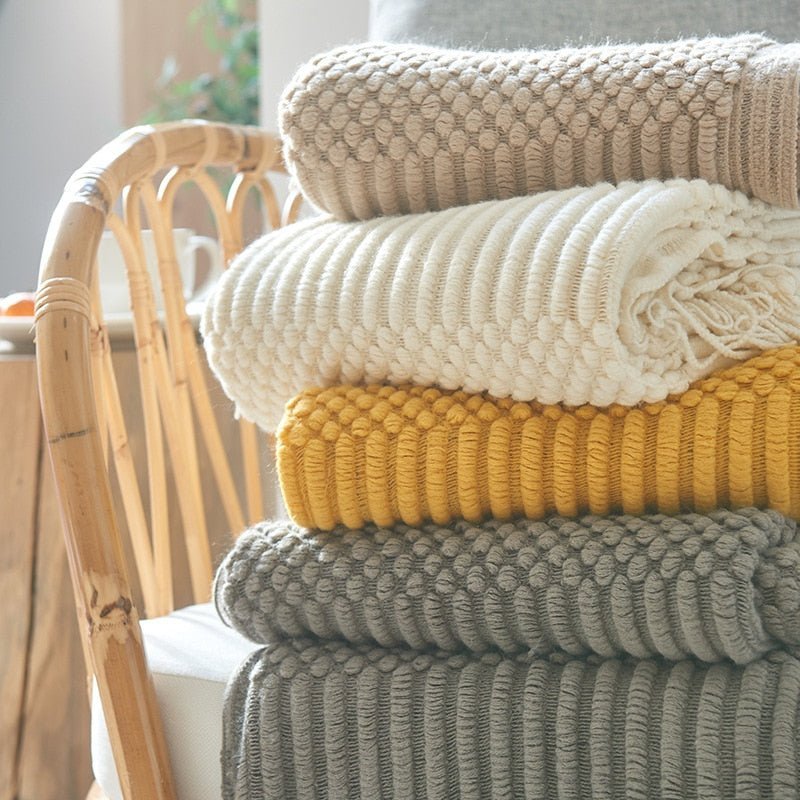 Nordic Solid Sofa Knitted Blanket