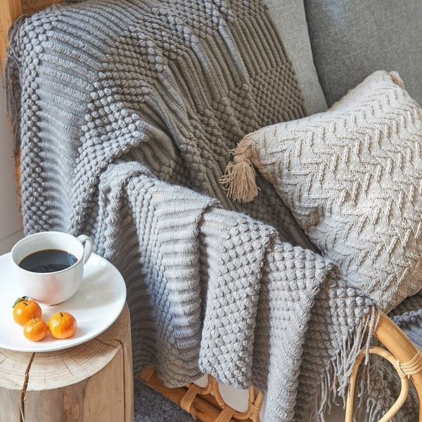 Nordic Solid Sofa Knitted Blanket