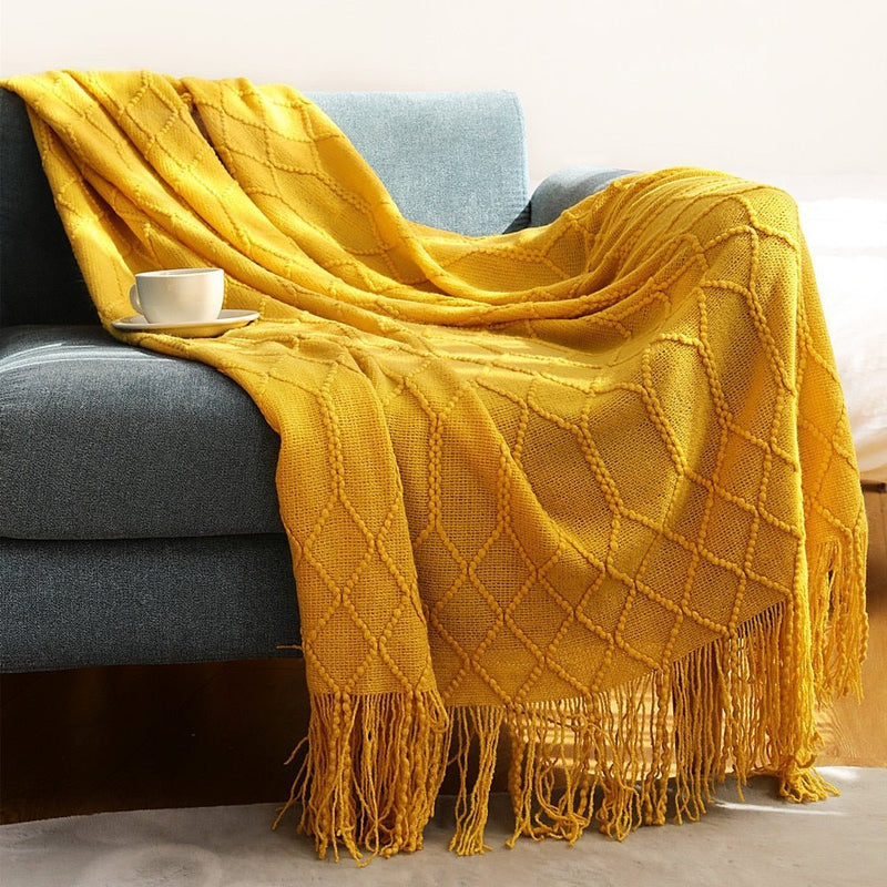 Nordic Solid Sofa Knitted Blanket